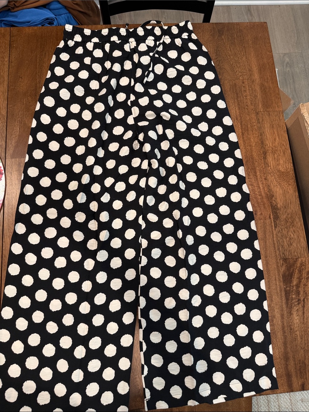 Wide Leg Polka Dot Pants - Black & White
